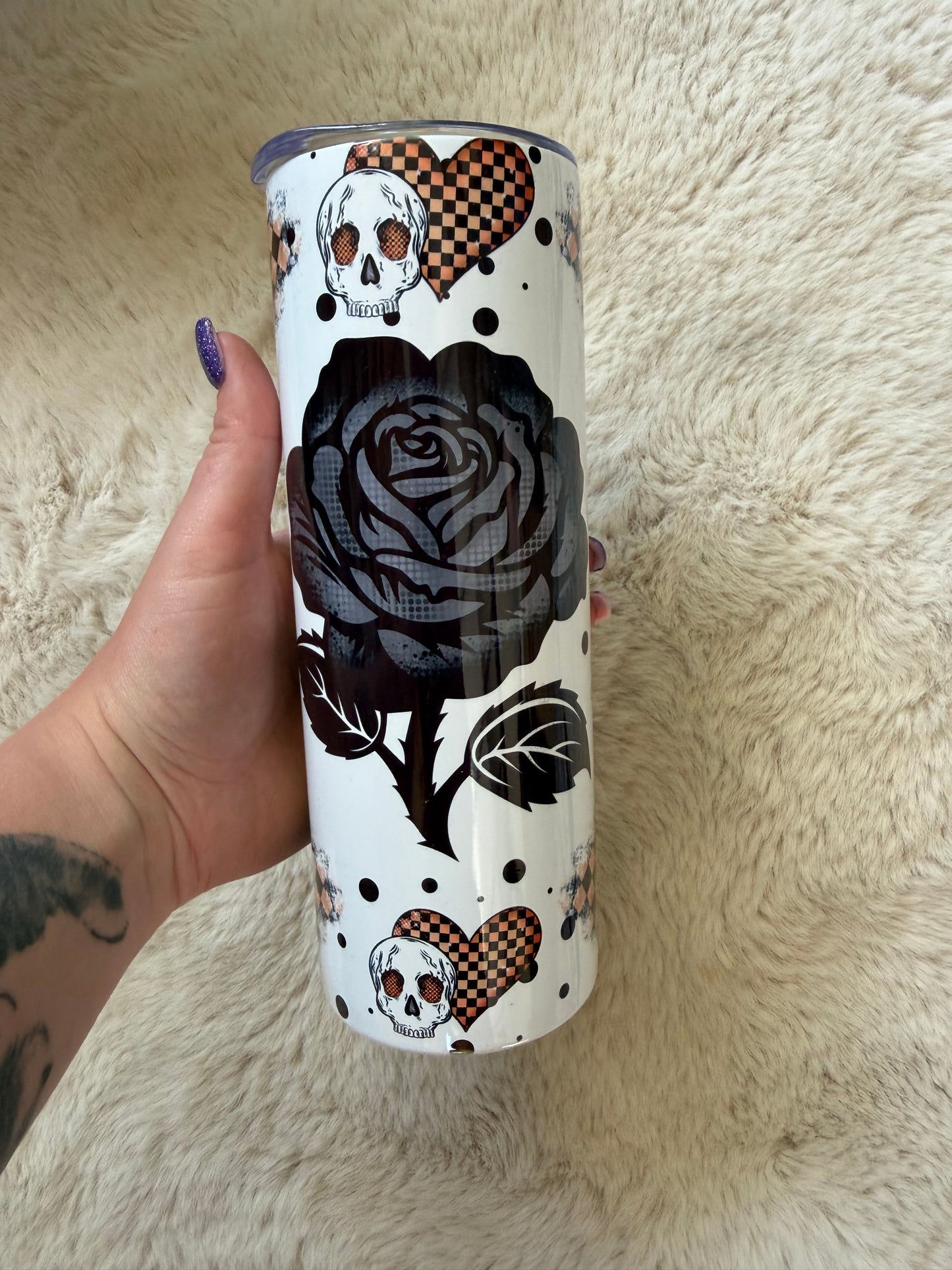 Skull & black rose