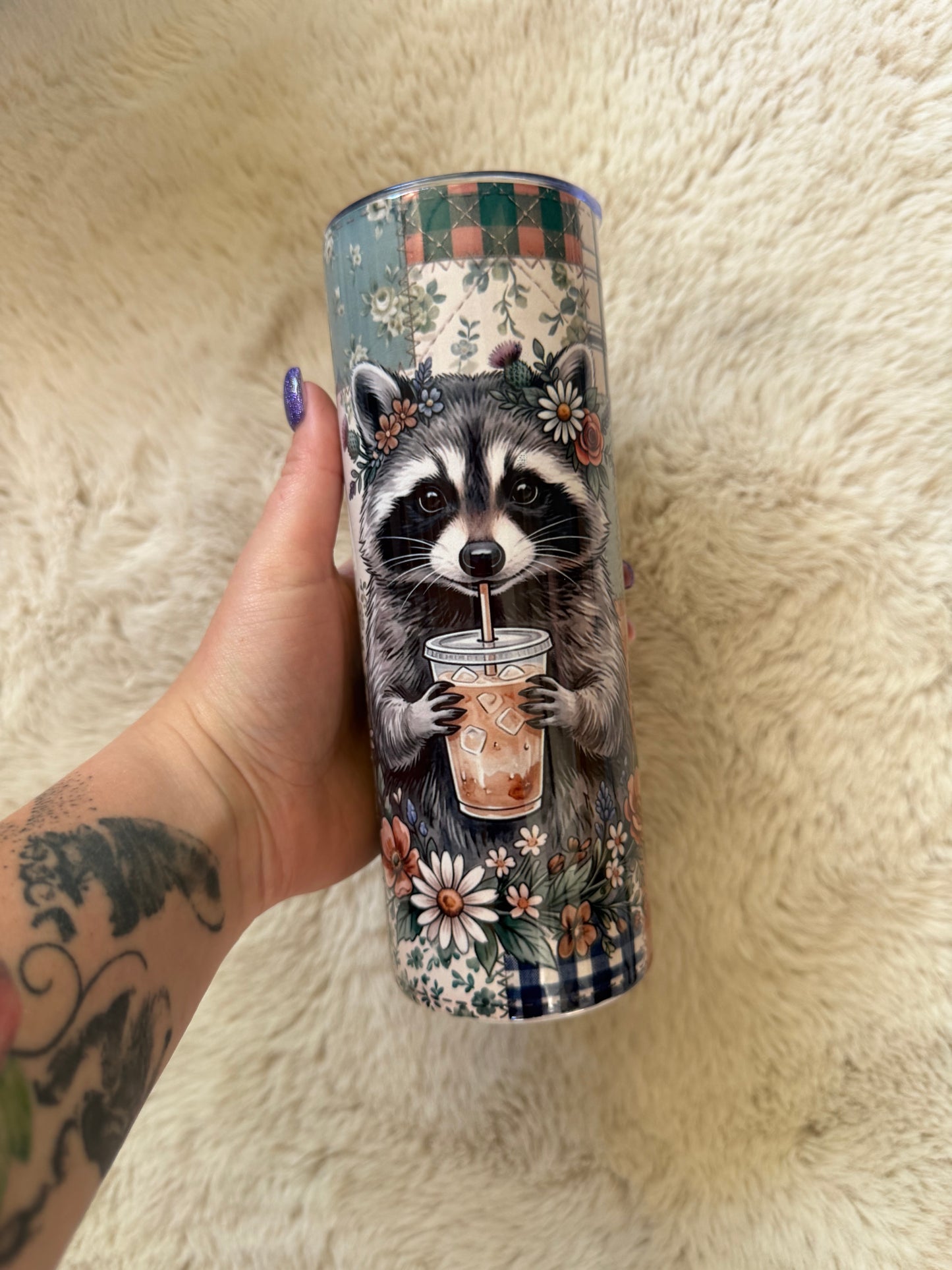 Patchwork Floral Raccoon